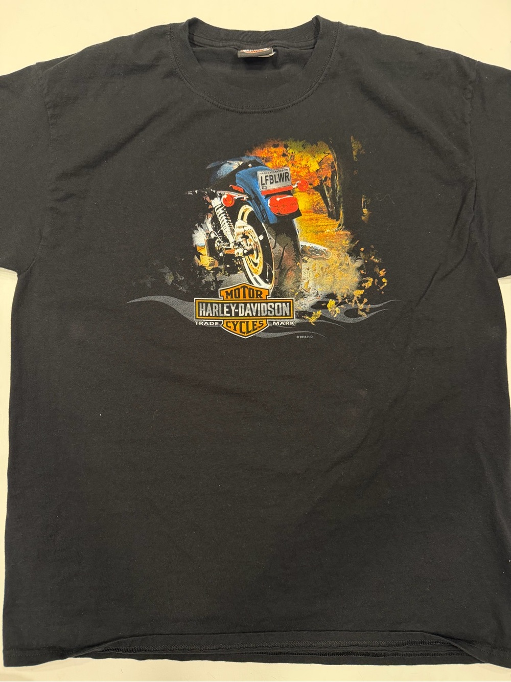 Harley-Davidson Black Tee with Colorful Motorcycle Graphic